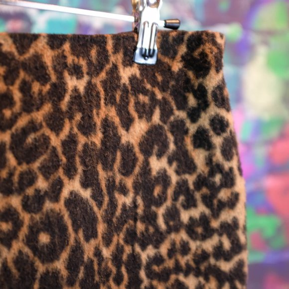 Talbots Fuzzy Leopard Animal Print Pencil Skirt 4 - Picture 4 of 9